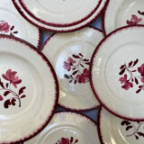Set of 11 plates (5 large and 6 small) in earthenware of Salins collection "Jeanine"