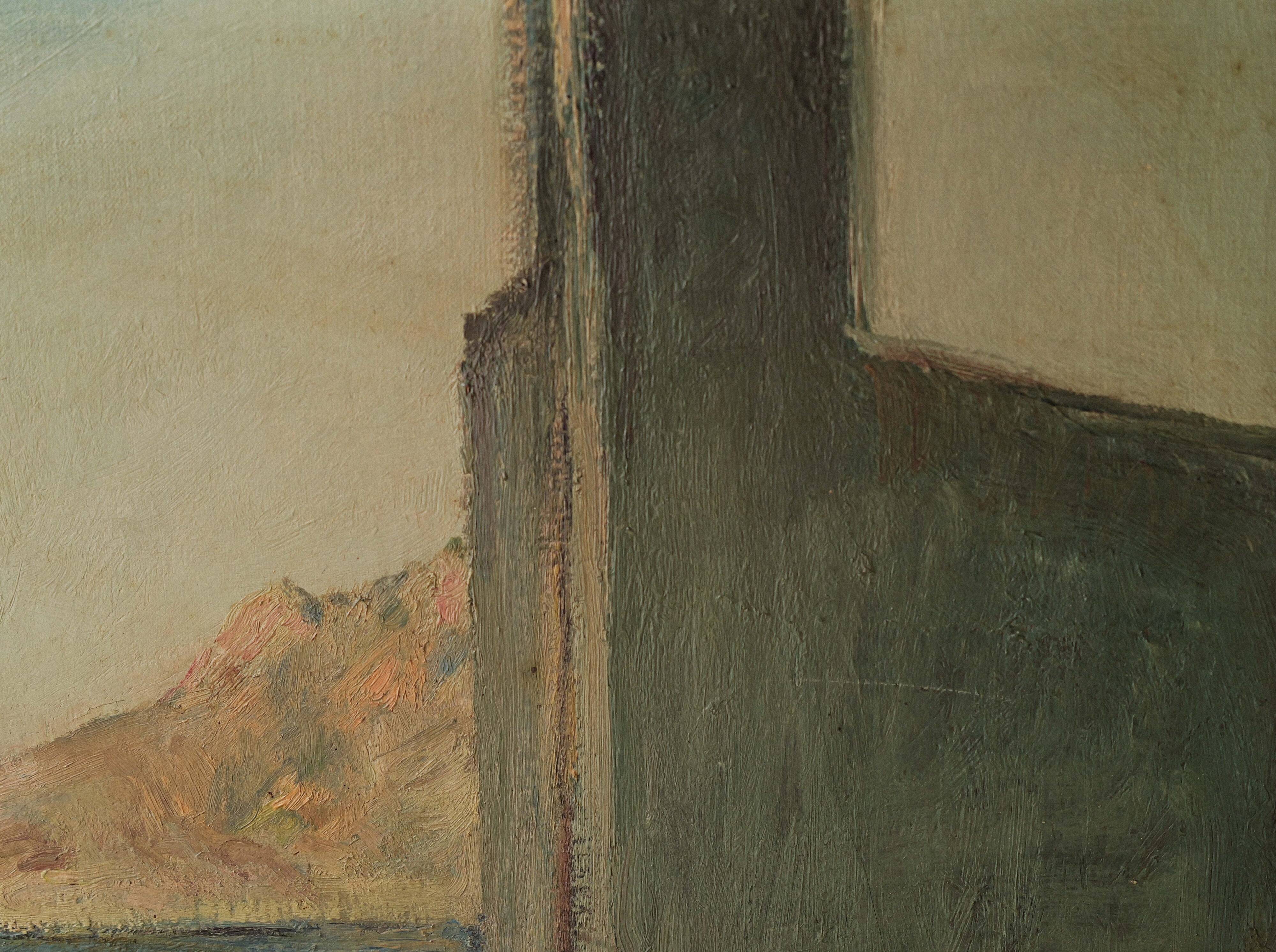 Oil on canvas, horse training, signed, circa 1950