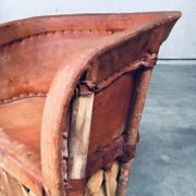 Mexican Art Populaire Artisan Made Leather Table & Chairs by Wim Rietveld, 1970s, Set of 5