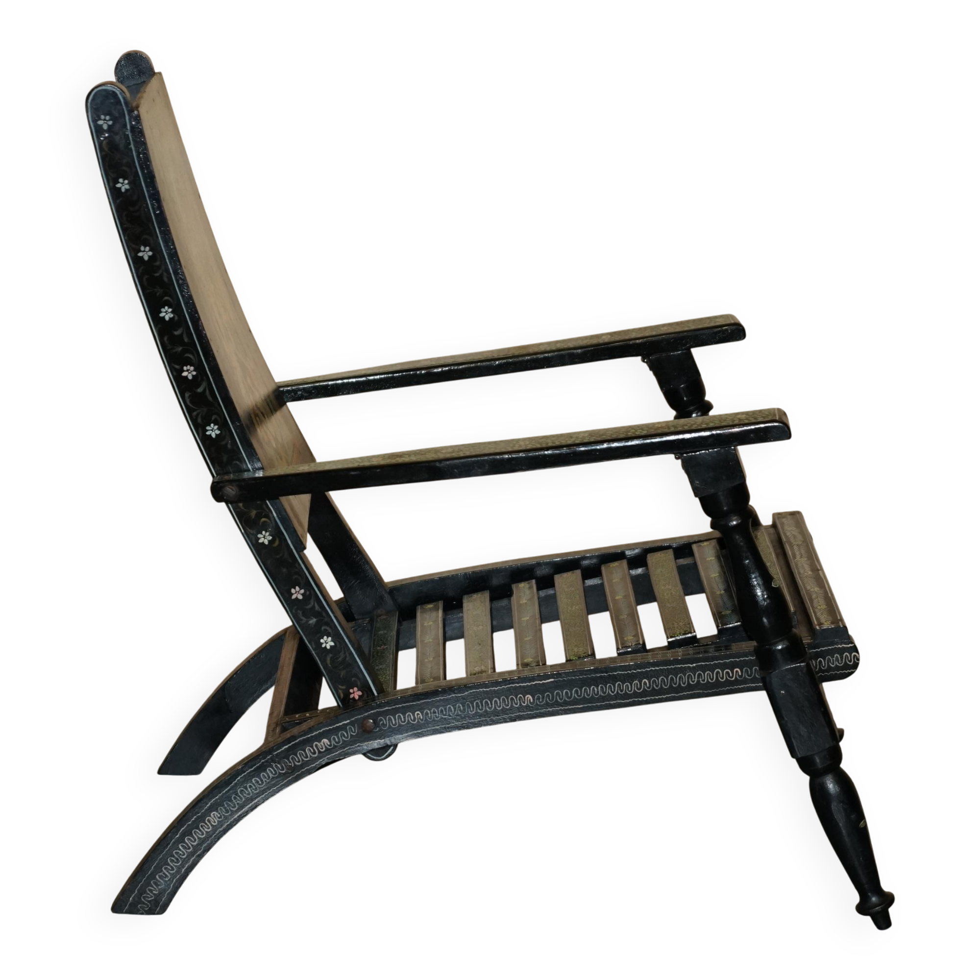 Vintage Anglo-Indian folding chair hand-painted.