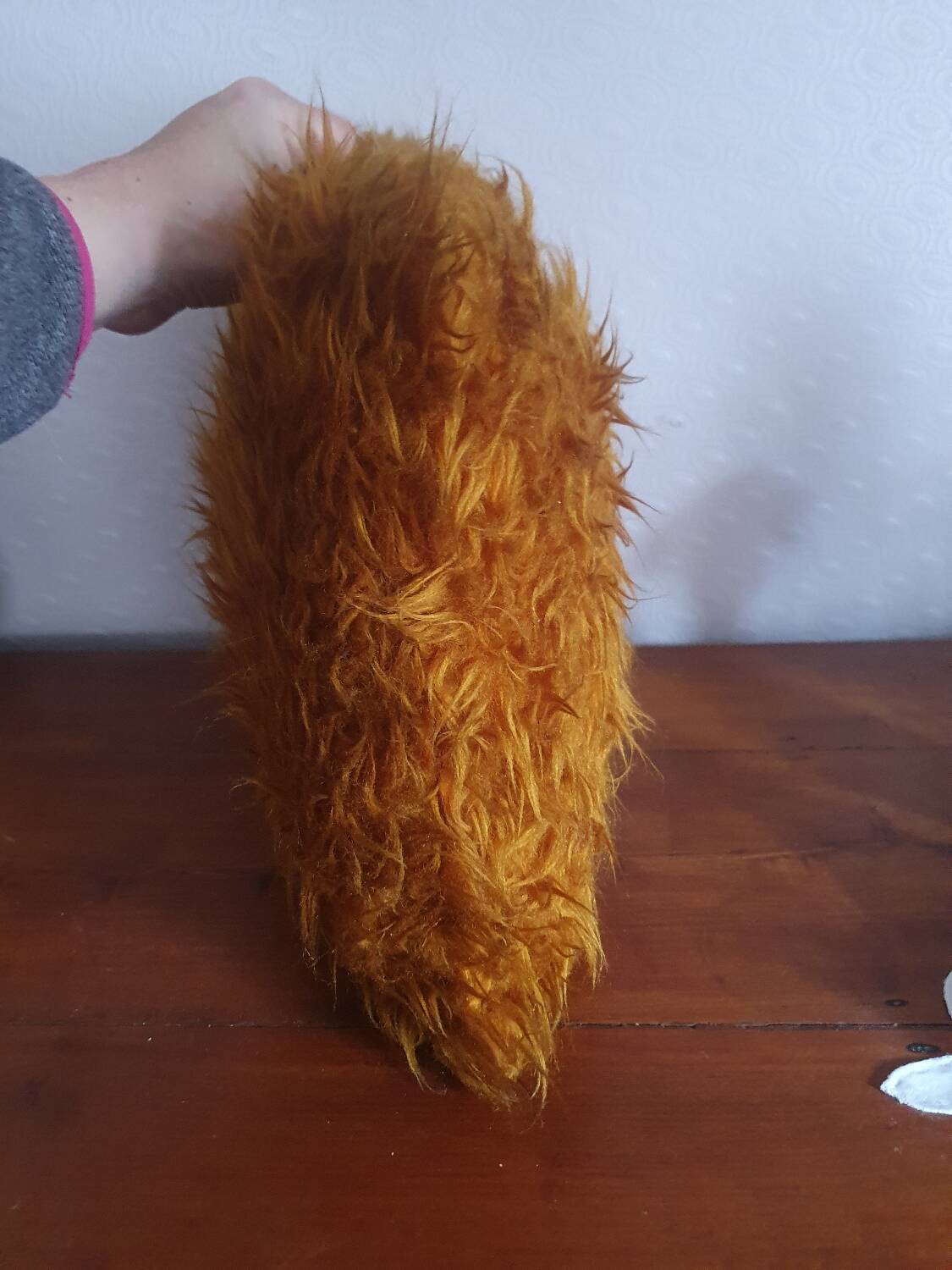 Faux fur cushion mustard yellow orange mustard vintage 70's