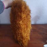 Faux fur cushion mustard yellow orange mustard vintage 70's