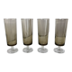 Set of 4 champagne flutes in smoked glass 70s