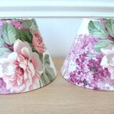 Pair of Lilac fabric lampshades