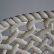 Woven ceramic oval fruit bowl or dish