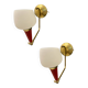 Vintage Brass & Red Adjustable Sconces – Set of 2 (1950s)