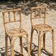 Pair of bamboo rattan bar stools, 70s