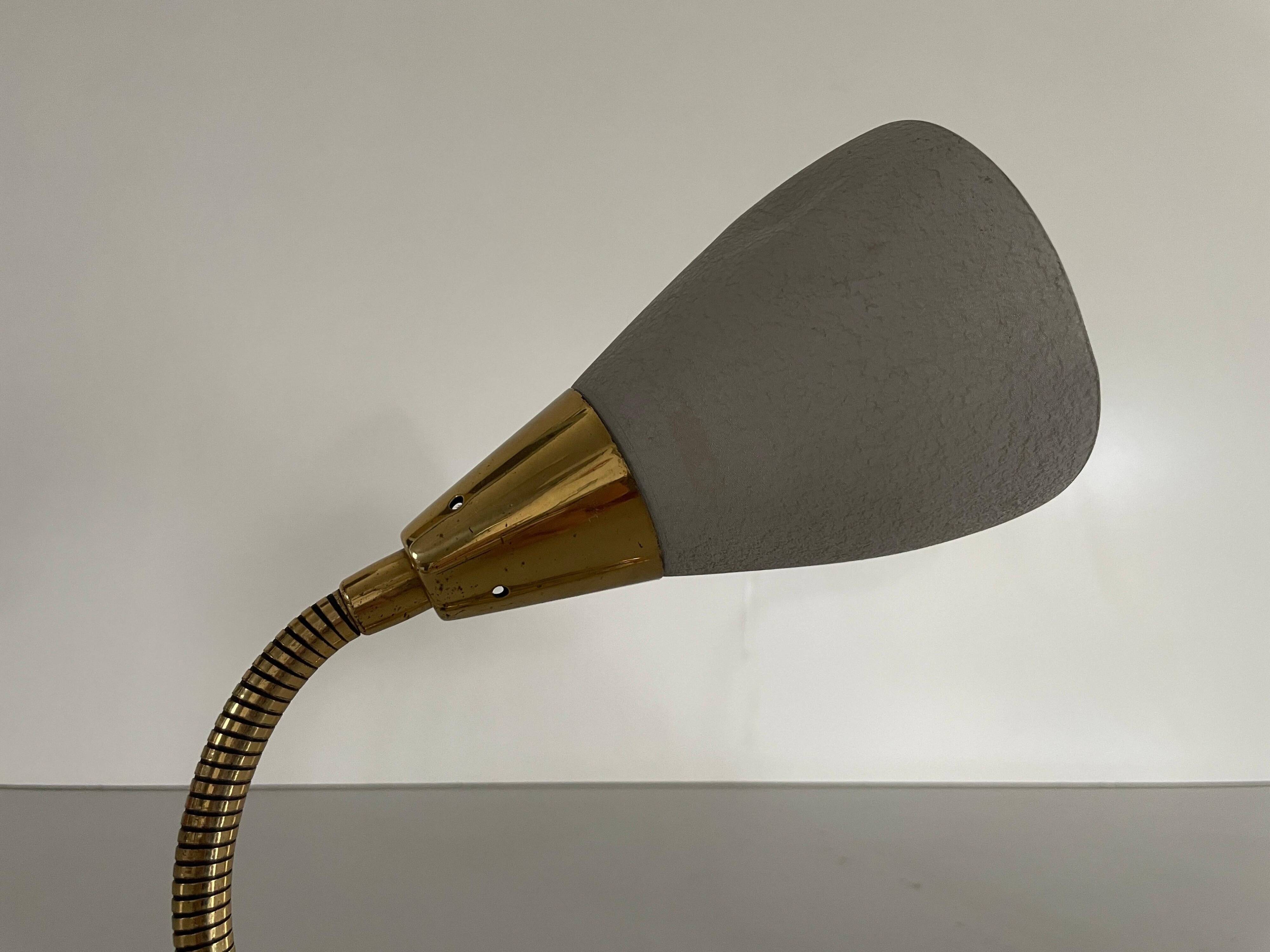 Pair of grey metal and brass wall lights, 1960s, Germany