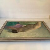 Nude woman lying down, oil on canvas.