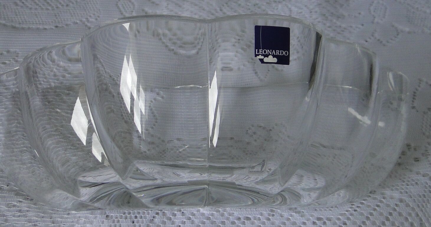 Vase planter in thick glass LEONARDO handmade original vintage shape
