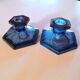 Davidson blue glass candlestick
