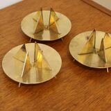 Trio of Scandinavian brass candlesticks Pierre Forsell for Skultuna