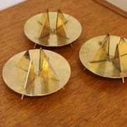 Scandinavian trio of candlesticks in brass by Pierre Forsell for Skultuna.