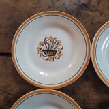 6 assiettes à dessert faïence de Montereau - Décor floral, circa 1950-