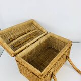 Vintage rattan basket, 1960s