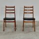 Pair of Scandinavian style leather and wood chairs 1970