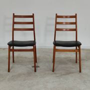 Pair of Scandinavian style leather and wood chairs 1970