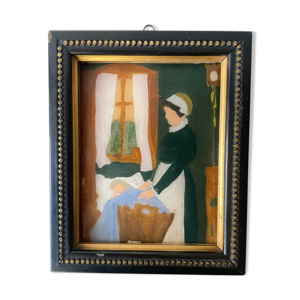 Peinture ancienne sur - verre