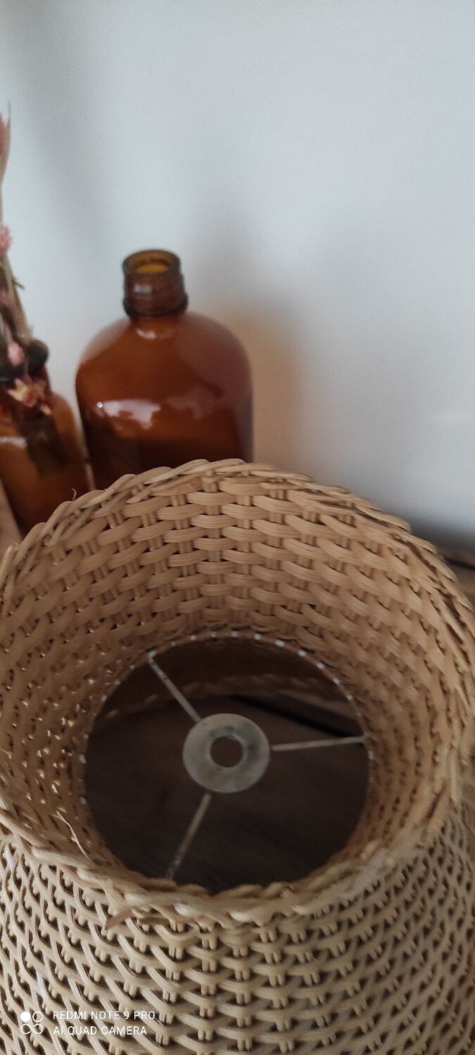 Abat jour rotin osier vintage