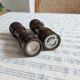 Pair of turned wooden salt and pepper mills