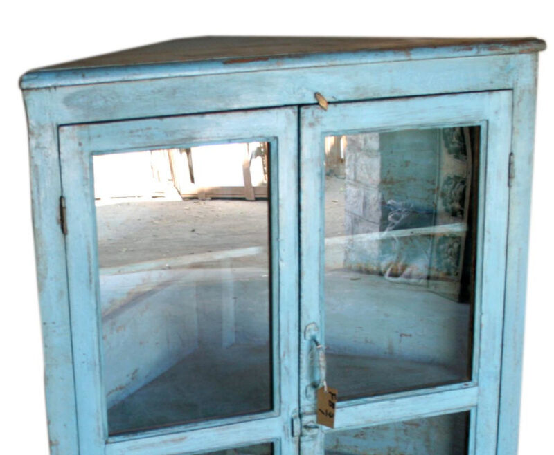 Buffet  d'angle bleu turquoise vieux teck