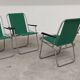 Set of 4 folding chairs with green canvas and aluminum frame