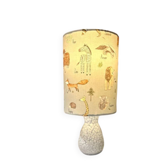 Wireless bedside lamp upcycled from a Jasba vase – 1950s retracted enamel