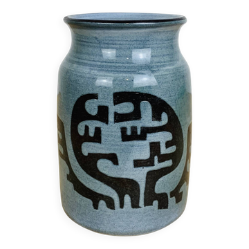Vintage 1960s ceramic vase, abstract patterns.
