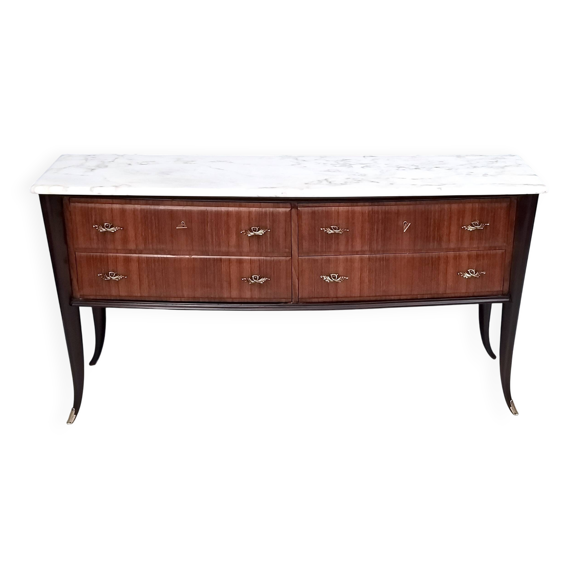 Black Walnut Dresser Produced by Dassi with Carrara Marble Top, Italy