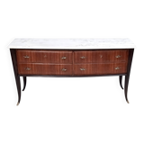 Commode en noyer noir, fabriquée par Dassi, avec plateau en marbre de Carrare, Italie