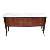 Commode en noyer noir, fabriquée par Dassi, avec plateau en marbre de Carrare, Italie