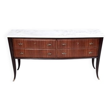 Black Walnut Dresser Produced by Dassi with Carrara Marble Top, Italy
