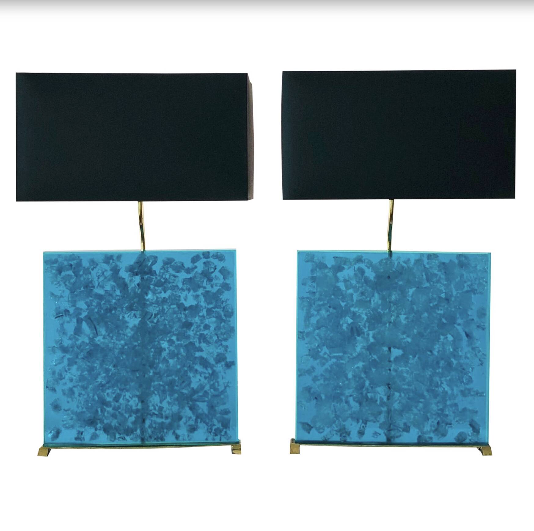 Turquoise fractal resin table lamps, 1980s