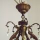 10 Light 5 Sided Bronze and Crystal Cage Chandelier