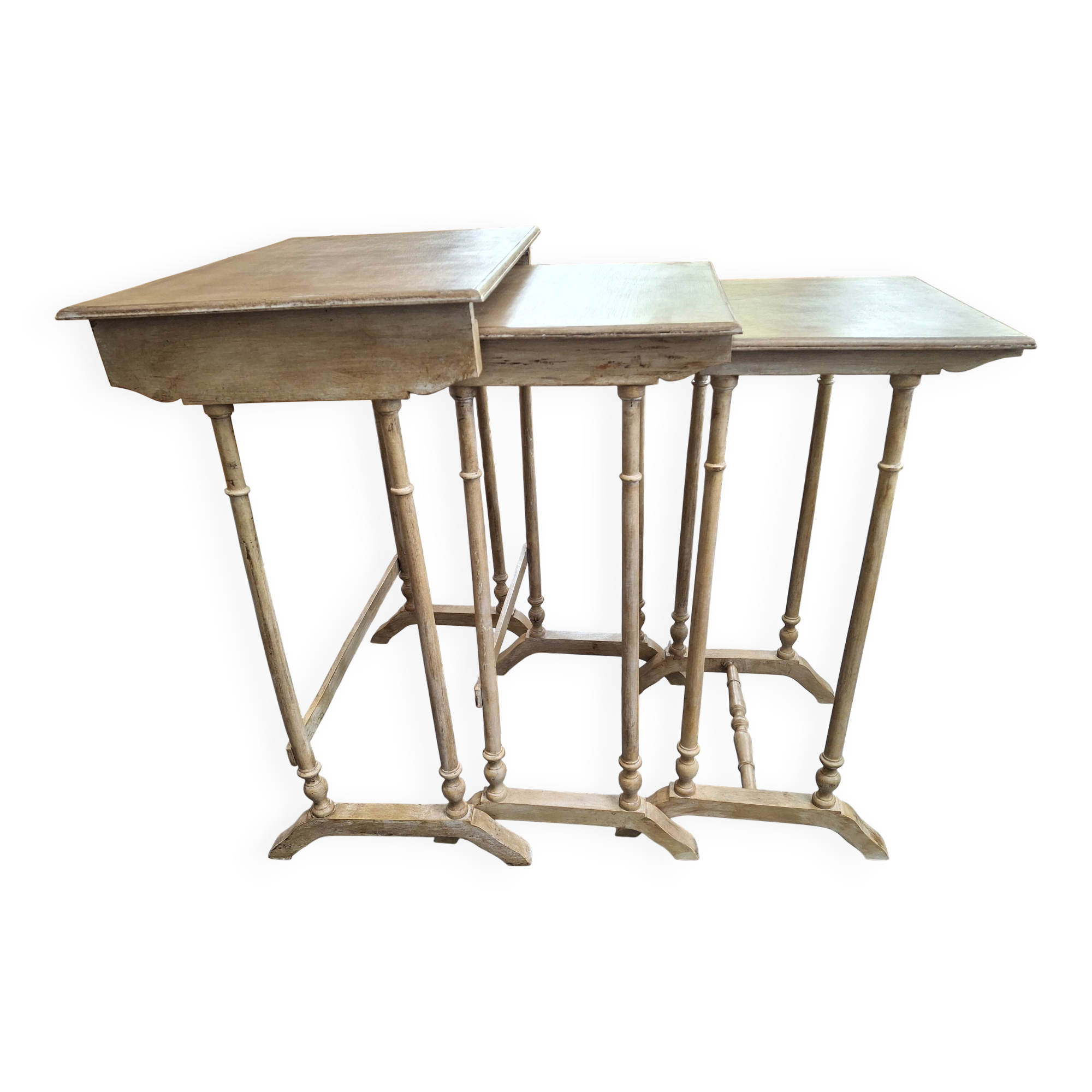 painted and distressed nesting tables