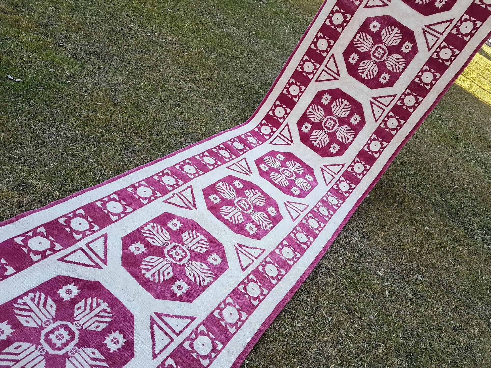 Vintage Turkish hallway rug 100x493 cm