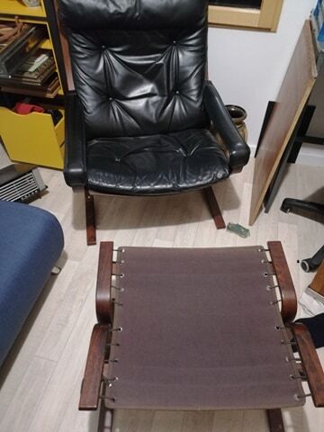 Leather armchair & ottoman by Ingmar Relling 1960