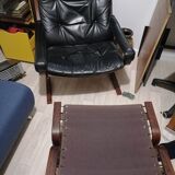 Fauteuil et ottoman en cuir d'Ingmar Relling 1960