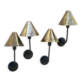 Set of 4 vintage 1960 metal and brass wall lights.