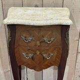 Louis XV style bedside table in rosewood, oak and marble top - made in the 70s