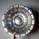 Grande bassine, coupe, Olri Italie vintage Année 50 argentée martelée