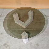 Post modern Carrara marble coffee table with glass top, Italy 1980s