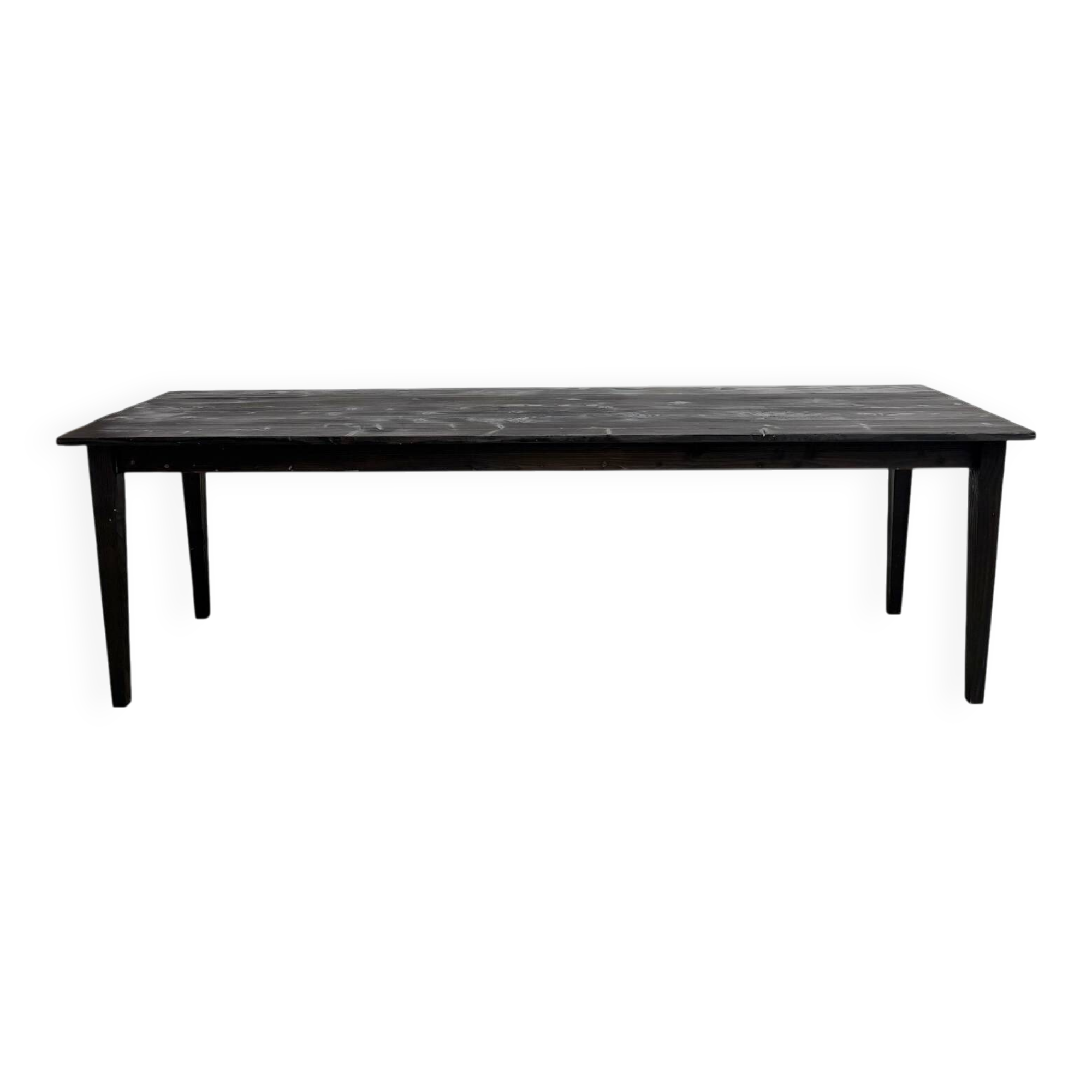 Large 1950s Farm Table in Burnt Wood (Shou Sugi Ban) – L245 cm