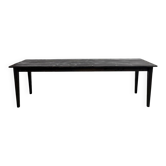 Grande Table de Ferme Années 50 en Bois Brûlé (Shou Sugi Ban) – L245 cm
