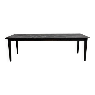 Large 1950s Farm Table in Burnt Wood (Shou Sugi Ban) – L245 cm