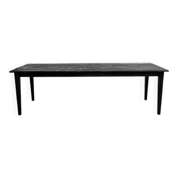 Large 1950s Farm Table in Burnt Wood (Shou Sugi Ban) – L245 cm