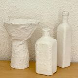 Set of 3 white vases