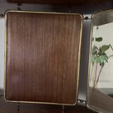 Miroir de barbier bois et laiton