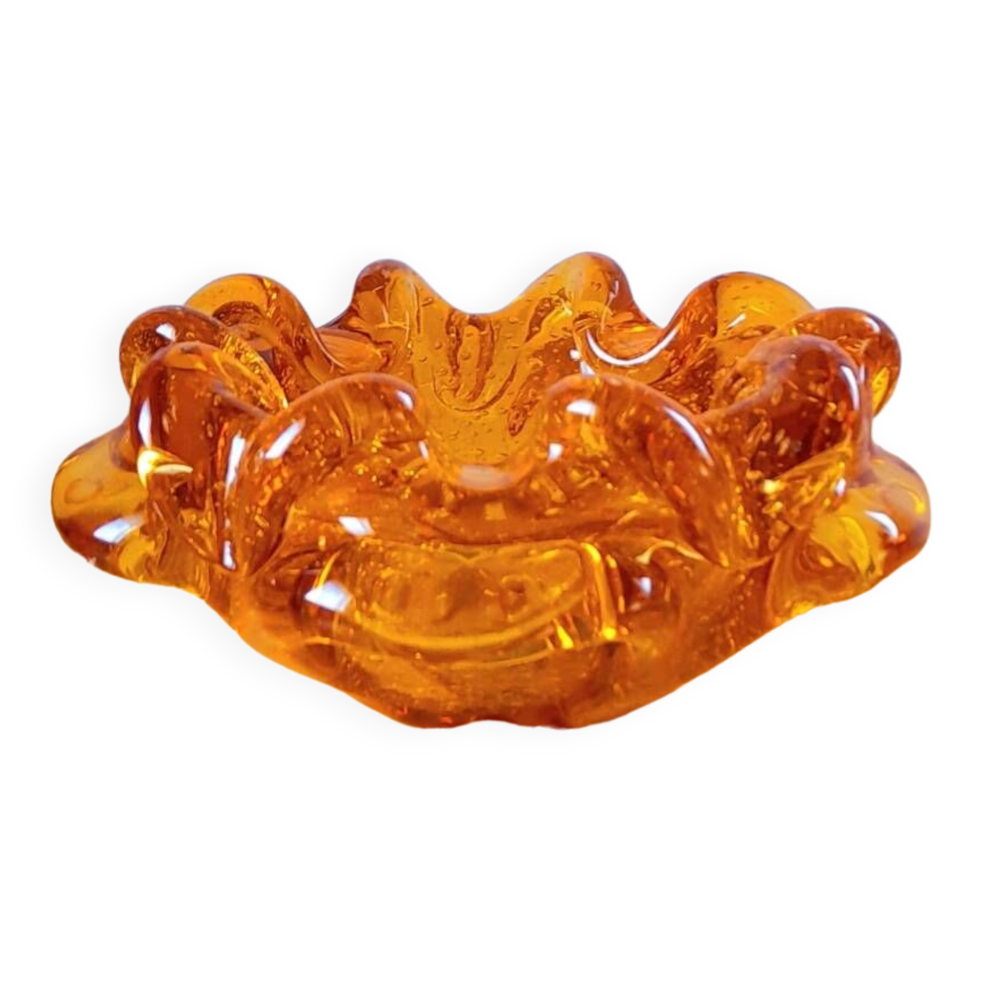 Murano amber glass ashtray 70s