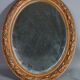 Old oval mirror beveled wooden frame & gilded stucco 50x40 cm 1900